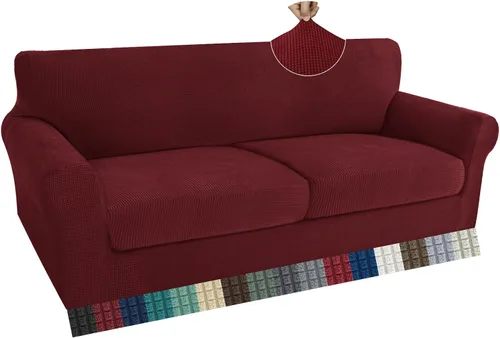 Vista 46 de ZNSAYOTX 2 fundas para sillas con brazos para sala de estar, súper suave, con funda de cojín de asiento, gruesa, duradera, mezcla de elastano, alta