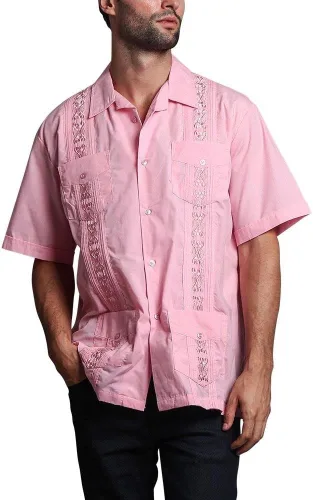 Vista 2 de G-style EE. UU. Remera playera mangas cortas de guayabera cubana para hombres
