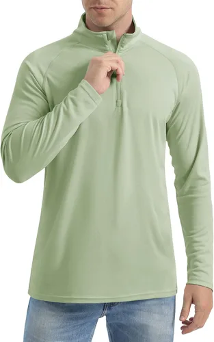 Vista 2 de CRYSULLY Camisas de pesca para hombre con protección solar UPF 50+ de manga larga y cremallera de 14