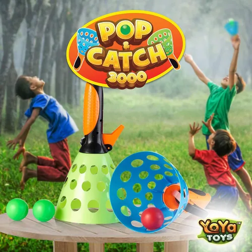 Vista 8 de YoYa Toys Juego de pelota Pop and Catch – Actividades de juego para niños en interiores y exteriores, juegos de atrapa para acampar, deportes