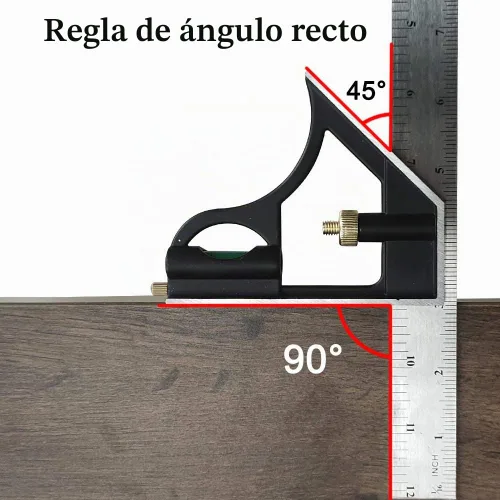 Vista 3 de DUEBEL Cuadrado de combinación: cuadrado de carpintería multifunción de acero inoxidable de 12 pies con regla de ángulo derecho de 90 grados