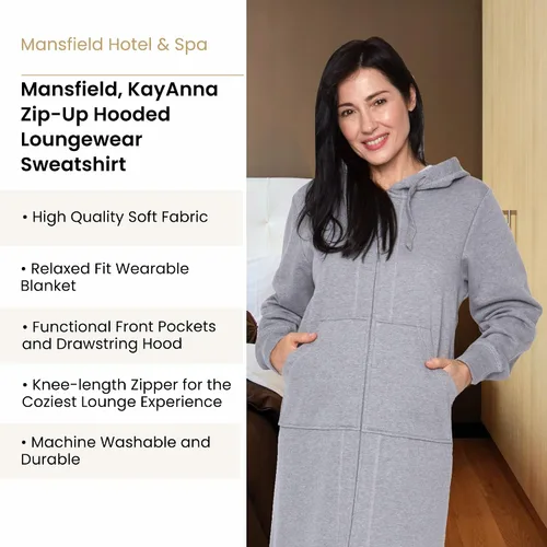Vista 4 de Mansfield, KayAnna - Sudadera de longitud completa con capucha y cremallera, ajuste relajado, color gris