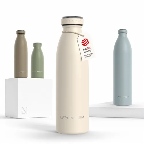 Vista 112 de LARS NYSØM Botella de agua aislada de acero inoxidable de 12 onzas, 17 onzas, 25 onzas, 34 onzas, 51 onzas, frasco térmico aislado para bebidas