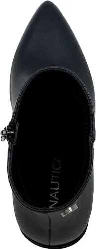 Vista 5 de Nautica Botas de invierno con tacón de bloque para mujer, punta puntiaguda, cremallera lateral media, Yeva