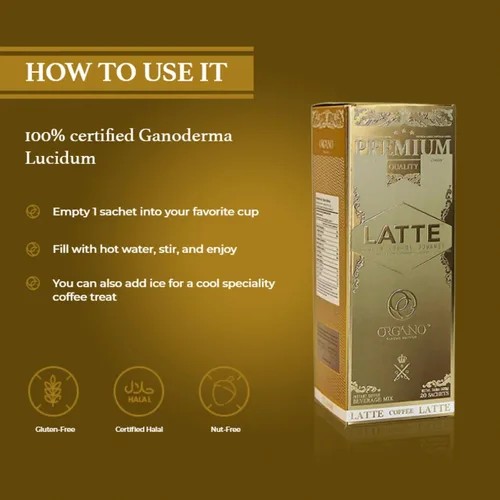 Vista 5 de 2 cajas ORGANO Gourmet Cafe Latte, 100% Ganoderma Lucidum certificado (40 bolsitas)