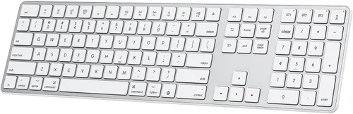 Vista 10 de OMOTON Teclado Bluetooth compatible solo con Mac, con teclado numérico, teclado inalámbrico recargable compatible con MacBook Pro/Air, iMac, Mac