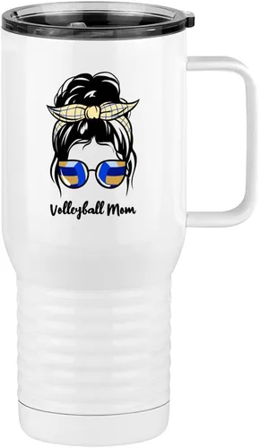 Vista 15 de Just So Posh Vaso de béisbol para mamá, taza de café de viaje con asa y tapa deslizante, color blanco de 20 onzas, color camello polar, acero