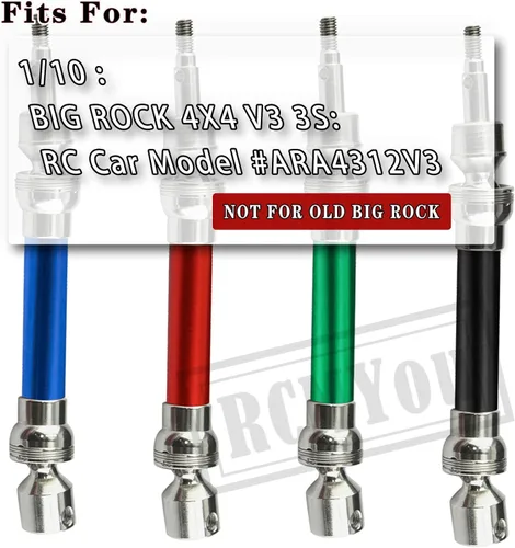 Vista 2 de Ejes CVD de eje de transmisión para 1/10 Big Rock V3 3S BLX 4x4 4WD, 4 piezas de actualización RC, ejes de transmisión delanteros y traseros