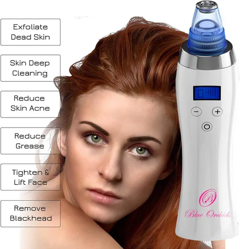 Vista 4 de Eliminador de puntos negros para la cara, dermasuction BlueOrchids para eliminación de puntos blancos, ventosa de acné, limpiador de poros al vacío