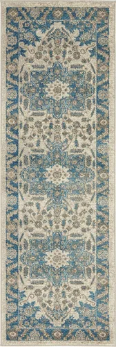 Vista 6 de Unique Loom Salzburg Collection - Alfombra clásica de diseño tradicional oriental con borde (2 pies x 6 pies, color beige/azul)