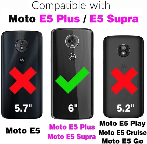 Vista 2 de Asuwish Funda protectora para Moto E5 Plus E 5 Supra con protector de pantalla y accesorios de celda de TPU suave delgada y suave, Motorola E5+ Rojo