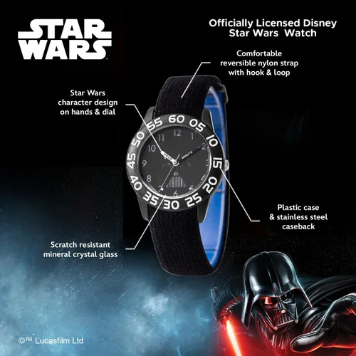 Vista 2 de STAR WARS Reloj de pulsera de nailon analógico de cuarzo para niños