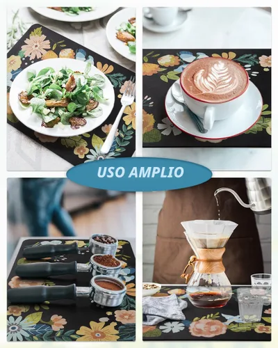 Vista 6 de AMOAMI Tapete de café absorbente con parte trasera de goma para secar platos para encimera de cocina, accesorios de bar para debajo de la cafetera