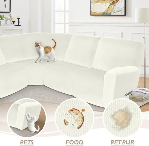 Vista 290 de Arfntevss Fundas de sofá seccional reclinable de terciopelo, Funda de sofá seccional de esquina para sofá reclinable, Funda elástica suave