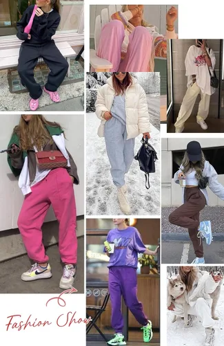 Vista 7 de Pantalones deportivos holgados de forro polar para mujer, pantalones deportivos Y2K, pantalones deportivos con cordón para niñas adolescentes