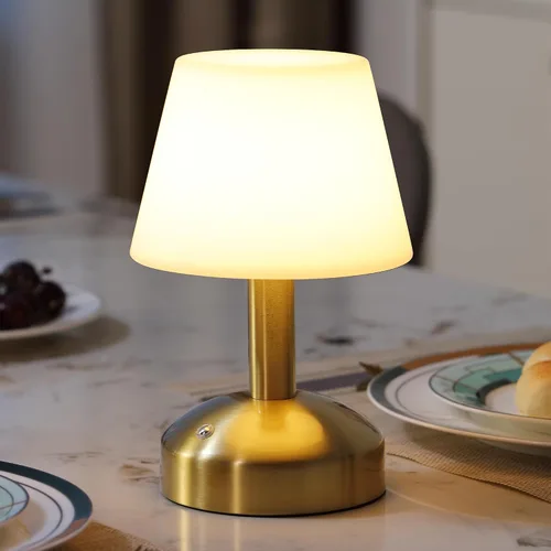 Vista 13 de KDG Lámparas de mesa pequeñas modernas inalámbricas, lámpara de escritorio LED regulable impermeable portátil para exteriores y ducha, luz con Plata