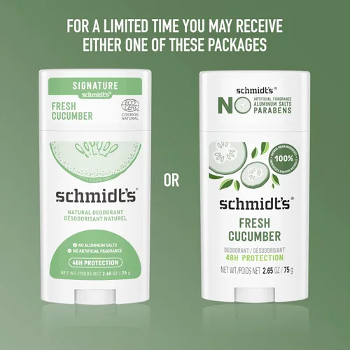 Vista 6 de Schmidt's - Desodorante natural unisex Fresh Cucumber, sin aluminio, sin olores por 24 h, certificado como natural, vegano y libre de crueldad