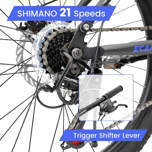 Vista 3 de 26 27.5 inch Mountain Bike Full Suspension, 21-Speed Steel Frame for Men & Women, Mechanical Disc Brakes Mens Mountain Bike, Outdoor Cycling