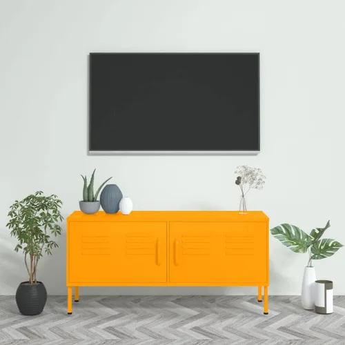 Vista 15 de Armario de almacenamiento de metal para TV con 2 puertas y un estante en el interior, aparador de almacenamiento, soporte de TV, consola multimedia