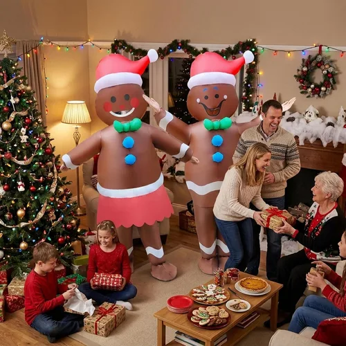 Vista 3 de Paquete de 2 divertidos disfraces inflables de Navidad para cosplay, traje inflable para adultos, Halloween, carnaval, fiestas