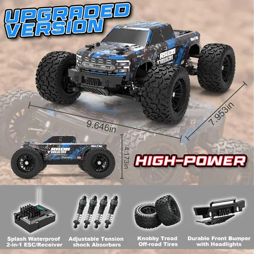 Vista 4 de HAIBOXING Autos RC a escala 1/18 4WD todoterreno Monster Trucks con 36+KM/H de alta velocidad, 2.4 GHz control remoto, vehículos eléctricos todo