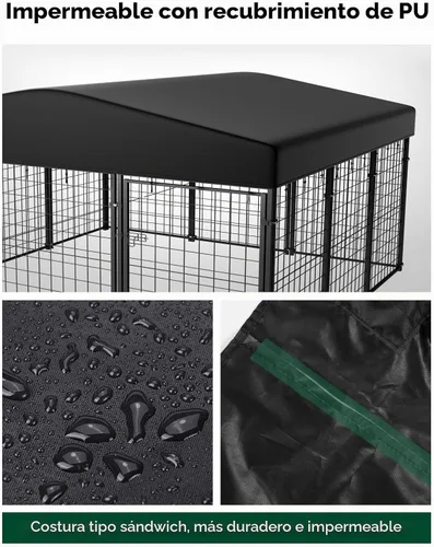 Vista 3 de PawGiant Funda de repuesto para perrera para exteriores, cubierta impermeable 420D resistente a los rayos UV para recinto grande de 9.8 x 9.8 pies