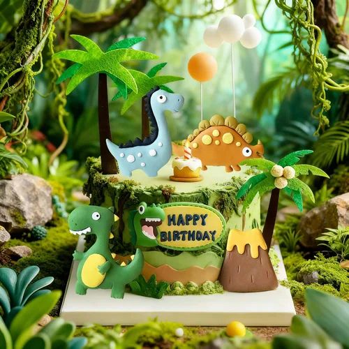 Vista 5 de Decoración para tartas y cupcakes de dinosaurio pequeño para fiesta