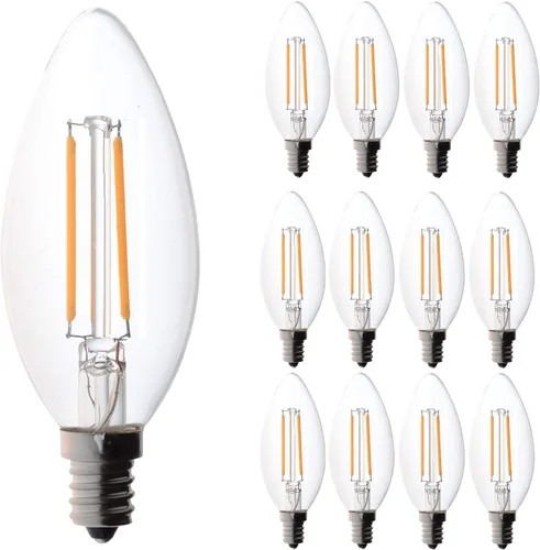 Vista 8 de Bioluz LED Bombilla de candelabro de filamento de 4 W, base E12, bombillas LED de alta eficiencia, certificación UL, paquete de 6