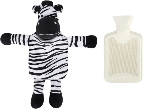 Vista 8 de Mini calentador de botellas de agua caliente con linda funda de animal de peluche de vaca, cintura, cuello, hombro, bolsa de agua fría y caliente