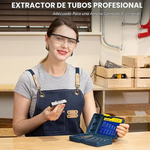 Vista 4 de Juego de 6 Piezas de Extractores de Tubería, Extractores de Acero Resistente de TUBERÍA de 1/8 a 1 Pulgada para Tuberías Rotas, Juego de Extractores