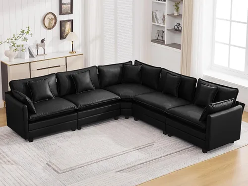 Vista 58 de Sofá modular en forma de nube de 113 pulgadas, sofás de asiento profundo de gran tamaño para sala de estar, sofá modular tapizado de chenilla