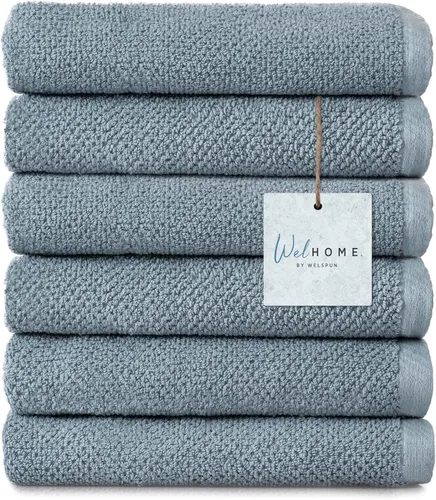 Vista 12 de Welhome Franklin - Juego de 6 toallas 100% de algodón con textura, 600 GSM, suaves y lujosas, 2 toallas de baño, 2 toallas de mano, 2 paños