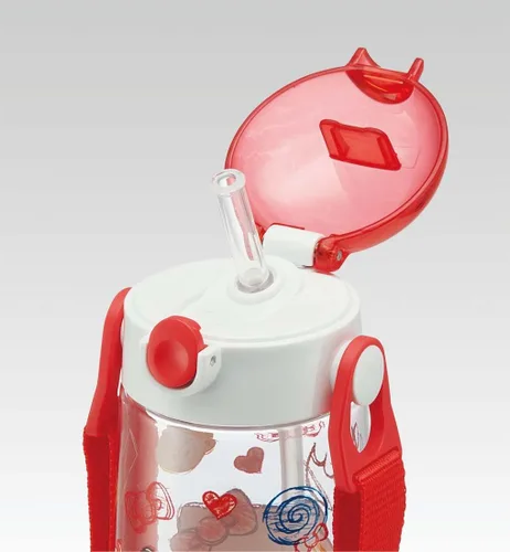 Vista 3 de Skater PDSH5 Sanrio Hello Kitty - Botella de agua para niños con popote, botella transparente, 16.2 fl oz (16.2 fl oz), silicona, niñas