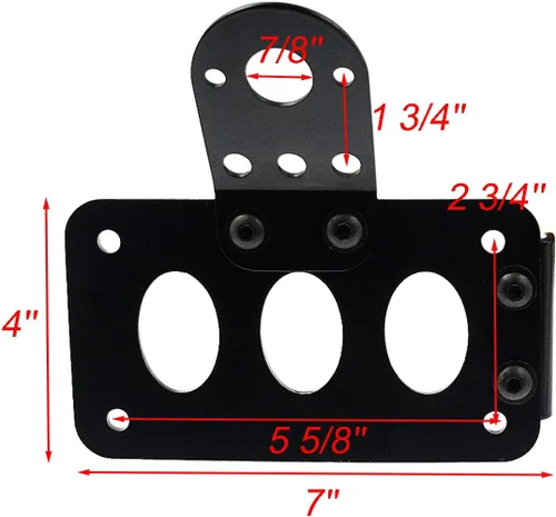 Vista 5 de Soporte de placa de matrícula de motocicleta 3/4" montaje lateral apto para Harley Bobber Chopper bicicleta personalizada