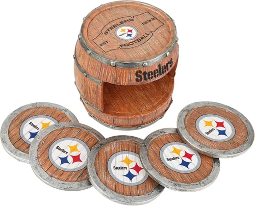Vista 150 de FOCO NFL Team Logo 5-Pack Barrel Beverage Drink Coaster Set