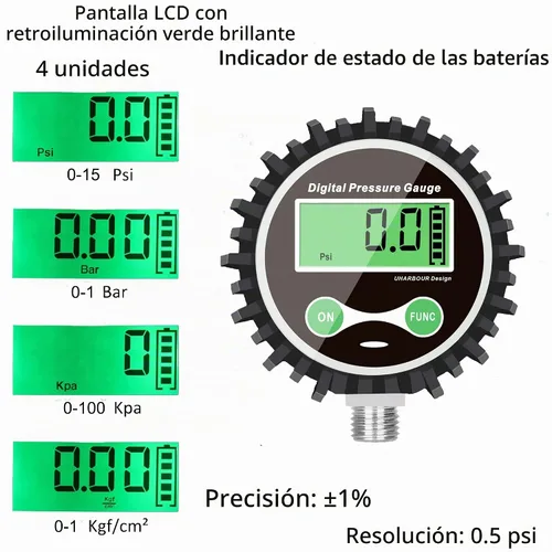 Vista 3 de Uharbour - Manómetro digital de baja presión 0.35-15 psi, fondo NPT de 1/4