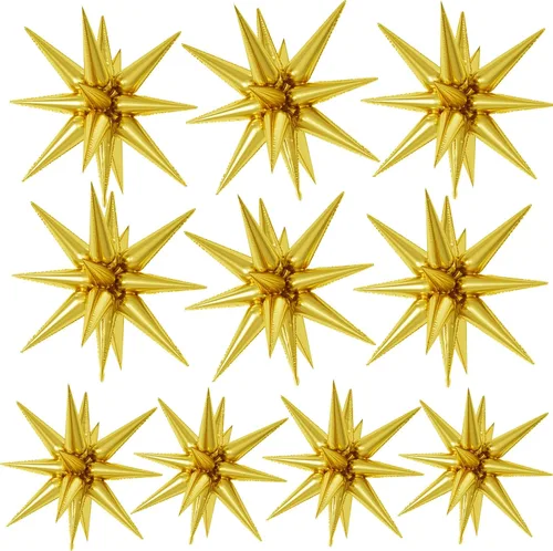 Vista 14 de Globos de papel de aluminio color beige crema, 10 globos grandes de 22 pulgadas de explosión de estrella de cono de café beige crema