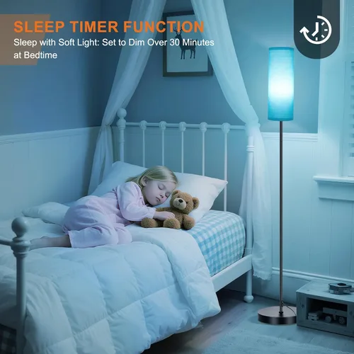 Vista 6 de FRIDEKO HOME Lámpara de pie, iluminación ambiental que cambia de color para sala de estar, dormitorio, lámpara de pie con aplicación y control