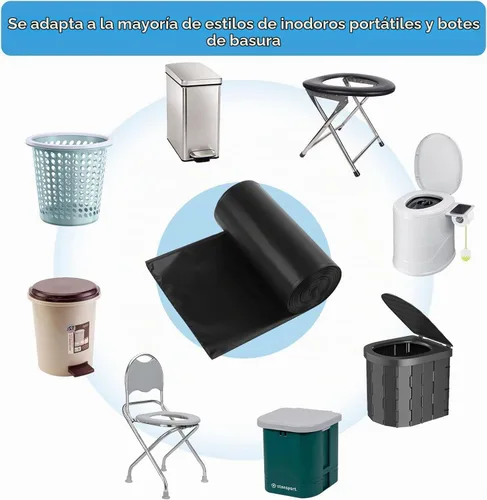 Vista 4 de 100 piezas de bolsas de inodoro portátiles para acampar, bolsas biodegradables para orinal portátil, bolsas de basura de 8 galones compostables