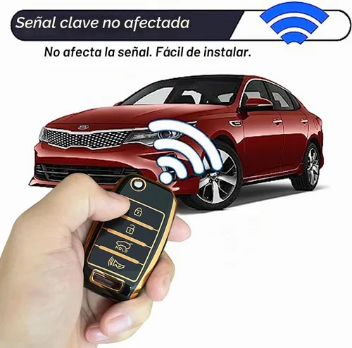 Vista 7 de Funda para llave de Kia con carcasa de TPU, compatible con Kia Rio Optima Soul Sportage Sorento Carens (Negro)