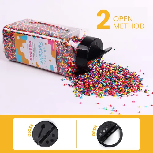 Vista 2 de Gránulos de arcoíris para decoración de pasteles, 1.54 libras Nonpareils arcoíris