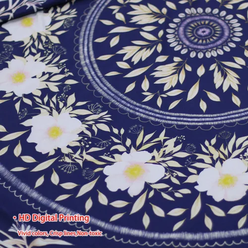 Vista 5 de Lifeel - Tapiz bohemio azul para colgar en la pared, tapiz hippie de mandala, medallón floral con diseño de corona estética blanca, manta decorativa