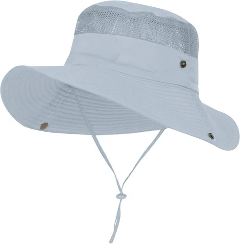 Vista 6 de Sombrero de sol con UPF 50 de ala ancha para pesca de verano para actividades al aire libre Beige
