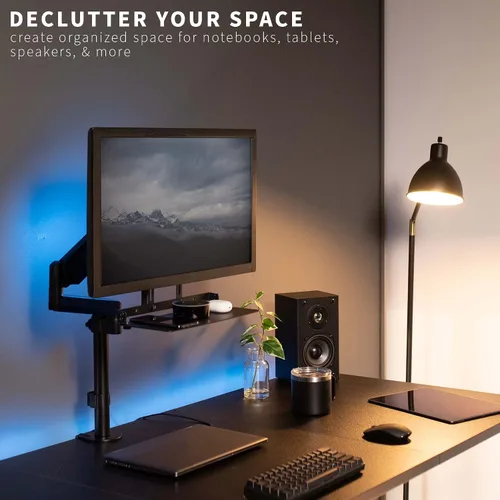 Vista 2 de VIVO 13 pulgadas Montura de estante para monitor VESA sobre y bajo, para dispositivos multimedia, altavoces, routers y más, compatible con VESA