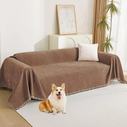 Vista 18 de MYSKY HOME - Funda extragrande para sillón de 1 cojín, lavable, protector de sofá con borlas, para mascotas y niños, 71 x 91 pulgadas, color beige