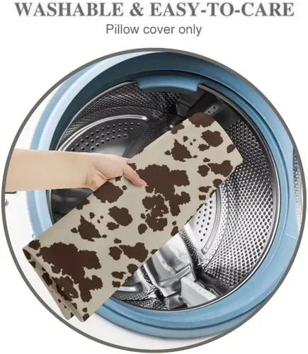 Vista 3 de DAOPUDA Funda de almohada corporal con estampado de vaca marrón, 20"x54", poliéster