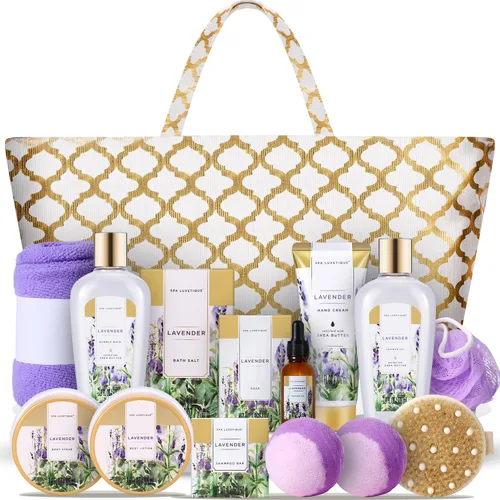 Vista 13 de Cestas de regalo de spa para mujeres, juego de regalo de baño Spa Luxetique, 12 piezas de kit de spa relajante en casa para mujeres con gel
