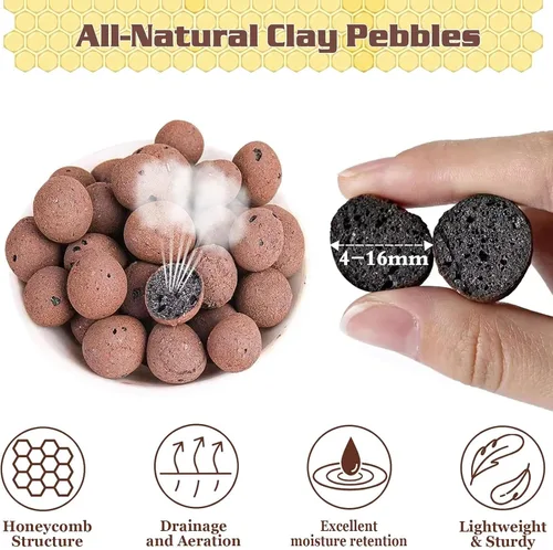 Vista 2 de Legigo 2 LB de piedras de arcilla Leca orgánicas para plantas, bolas de Leca 100% naturales de 4mm-16mm para plantas de interior, piedras de arcilla