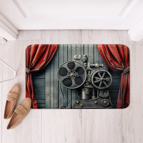 Vista 24 de Homewish Theater Cinema Poster Bathroom Rugs,Retro Movie Non Slip Bath Mat Popcorn Bathroom Indoor Floor Mats,Movie Night Shaggy Absorbent Bathtub
