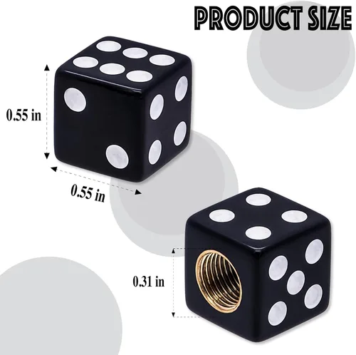 Vista 2 de 4 piezas tapones de vástago de válvula de neumático en forma de dados, cubiertas universales de vástago de válvula de neumático a prueba de polvo